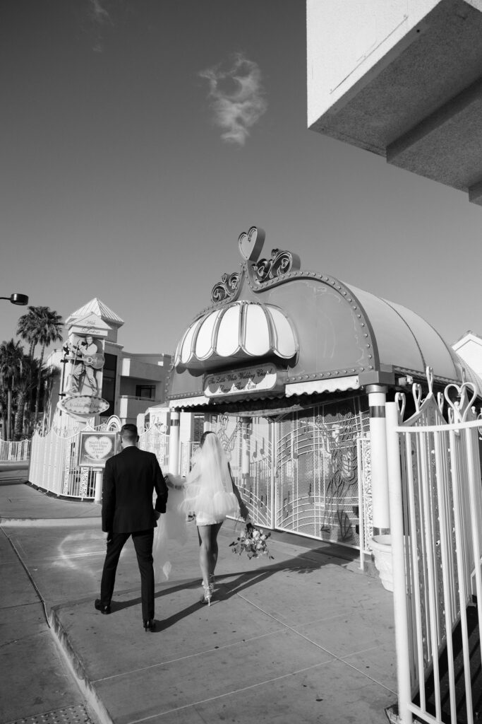 Bride and groom portraits at The Little White Chapel for their Las Vegas elopement