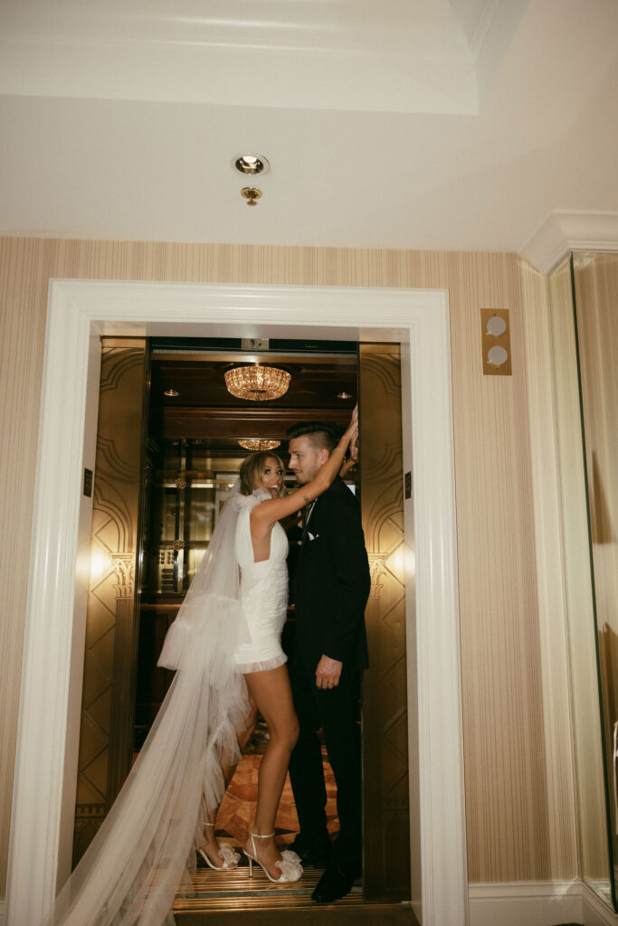 Bride and groom portraits at The Venetian after their Las Vegas elopement