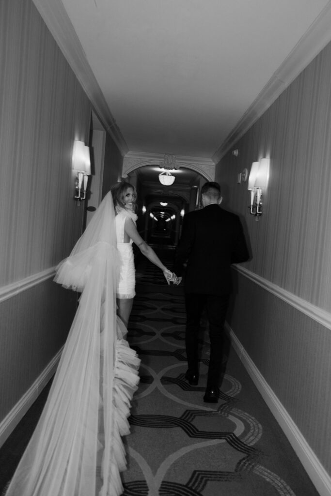 Bride and groom portraits at The Venetian after their Las Vegas elopement