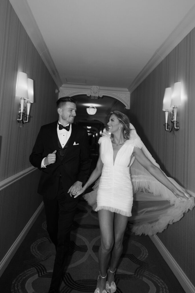 Bride and groom portraits at The Venetian after their Las Vegas elopement