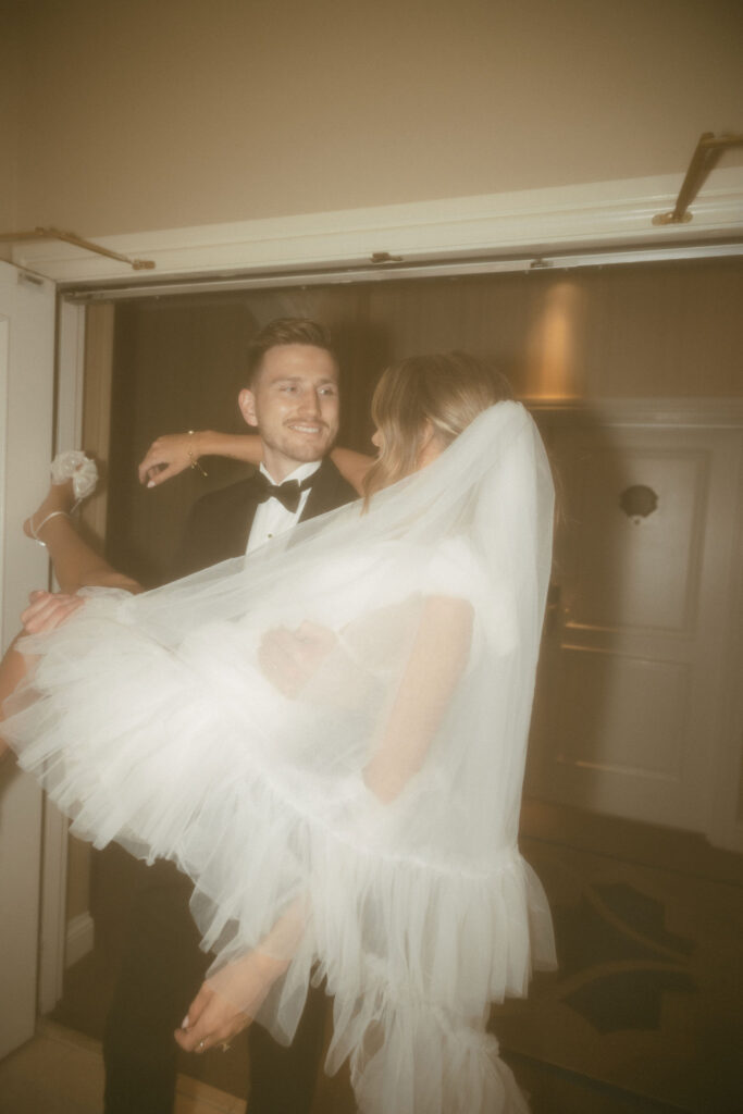 Bride and groom portraits at The Venetian after their Las Vegas elopement