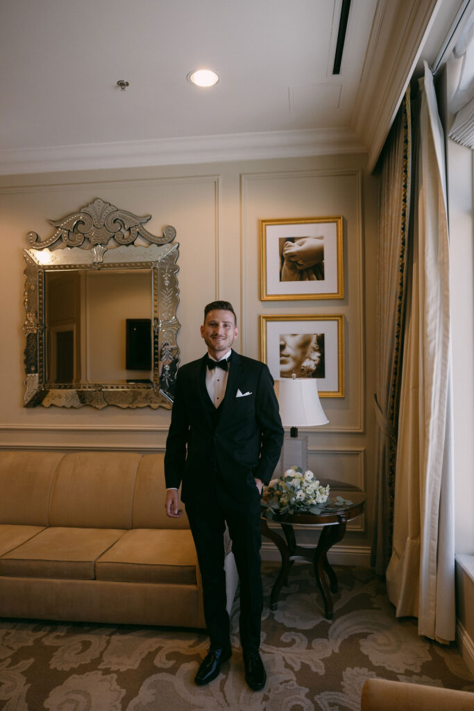 Groom waiting for the first look 