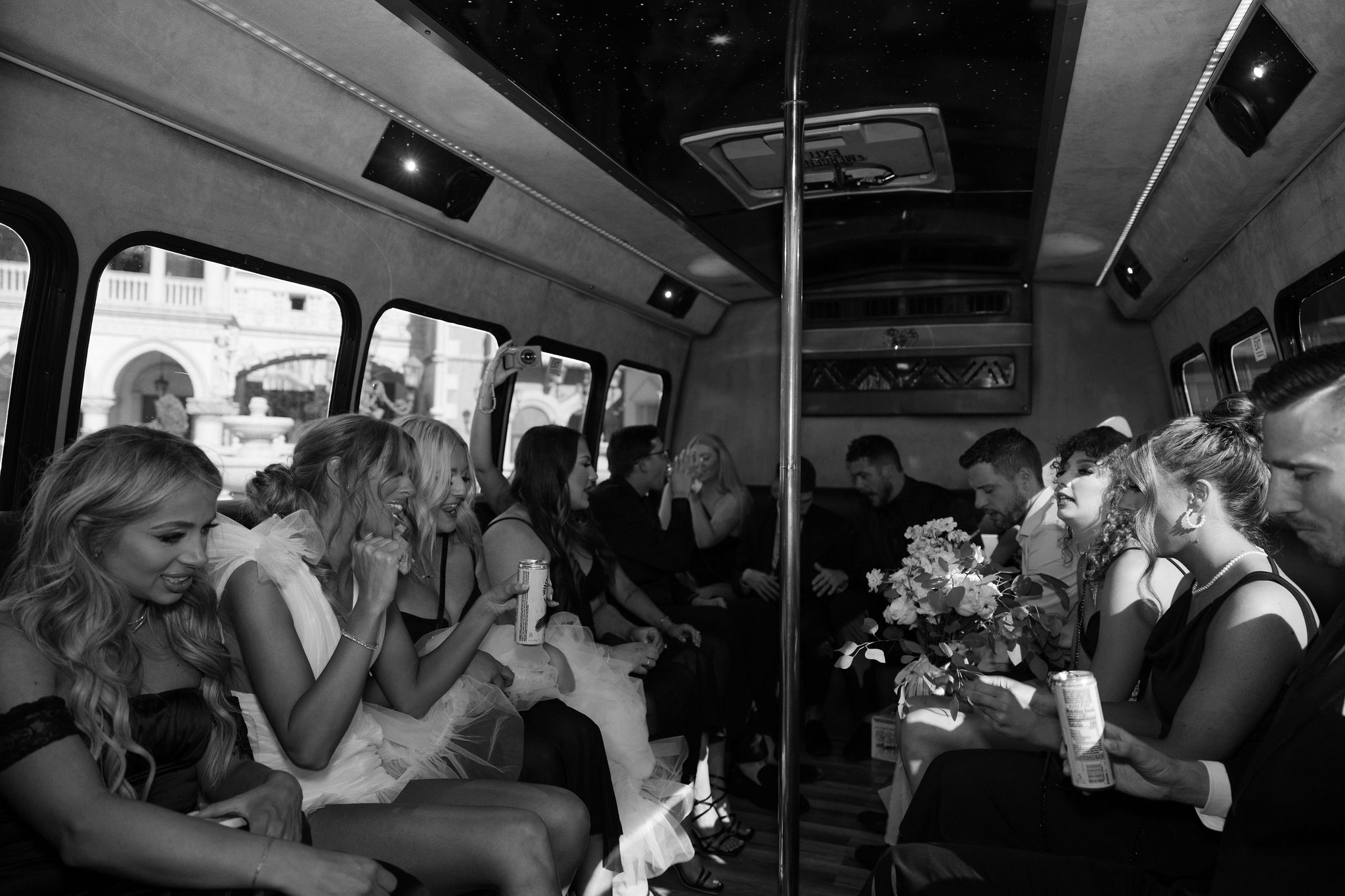 Bride on a party bus