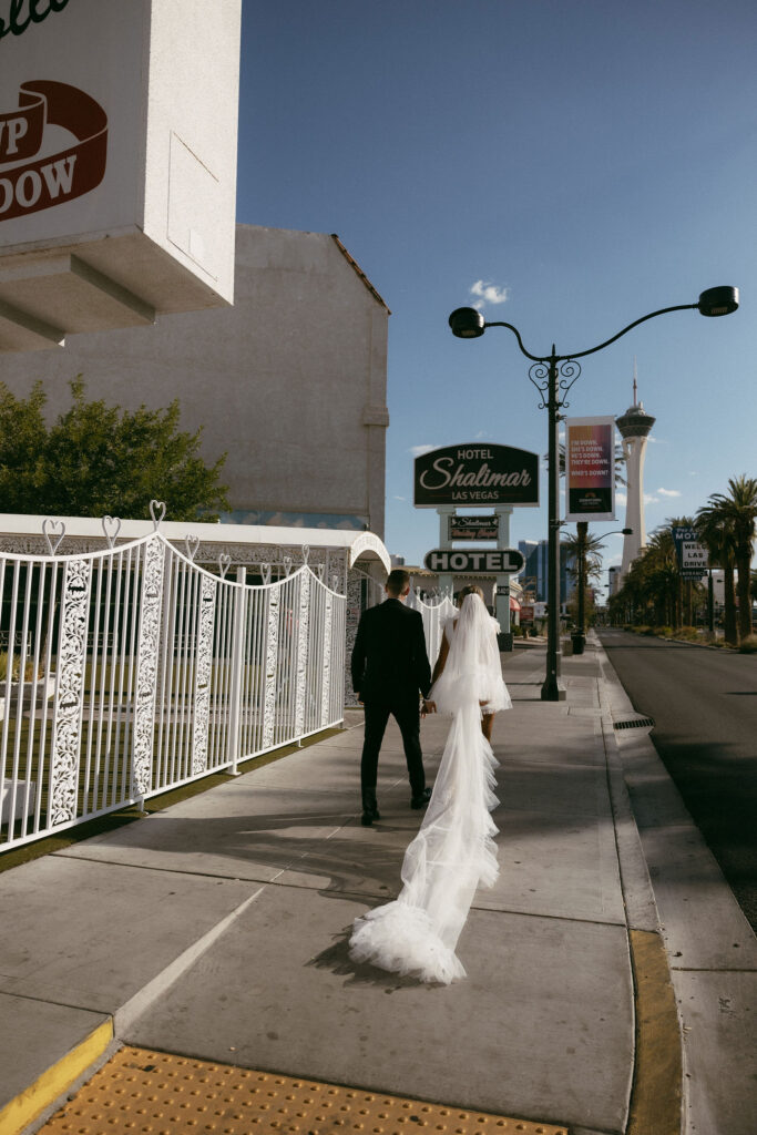 Bride and groom portraits at The Little White Chapel for their Las Vegas elopement