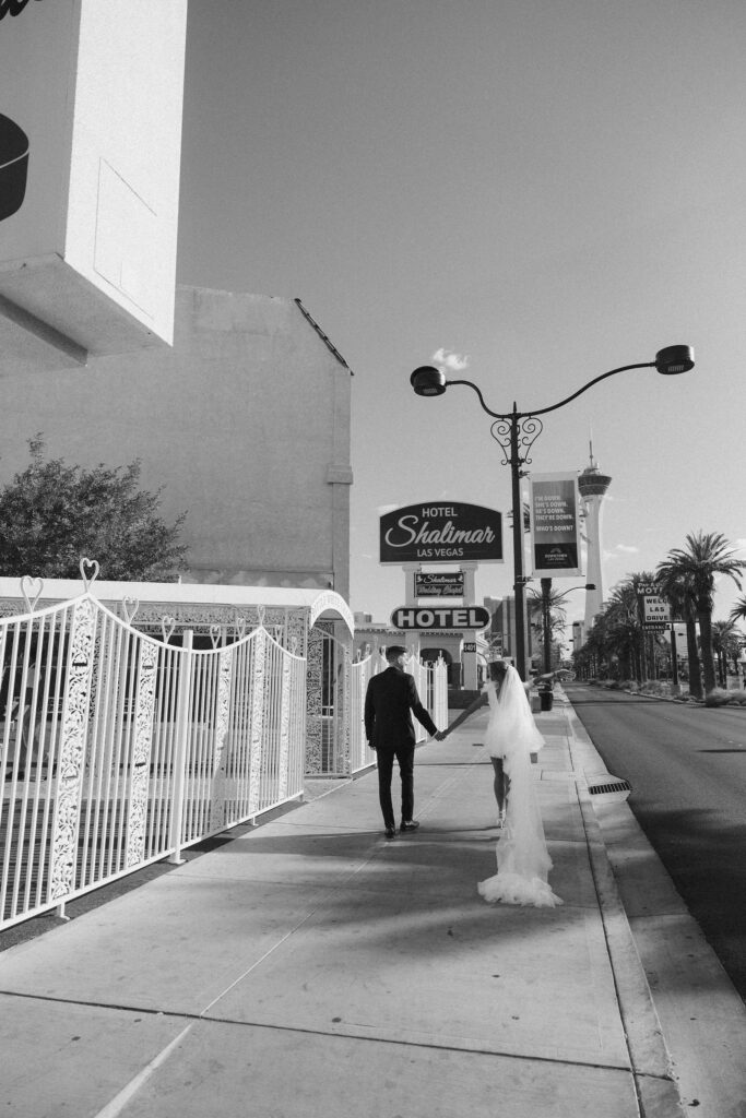 Bride and groom portraits at The Little White Chapel for their Las Vegas elopement