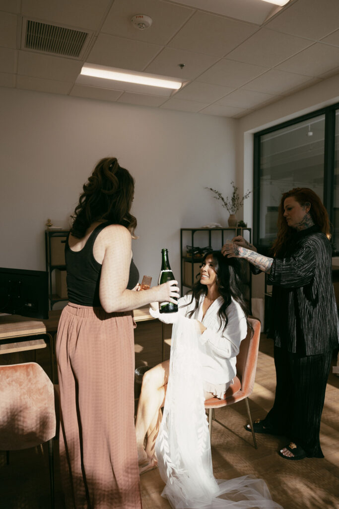 Bride getting ready for her wedding day