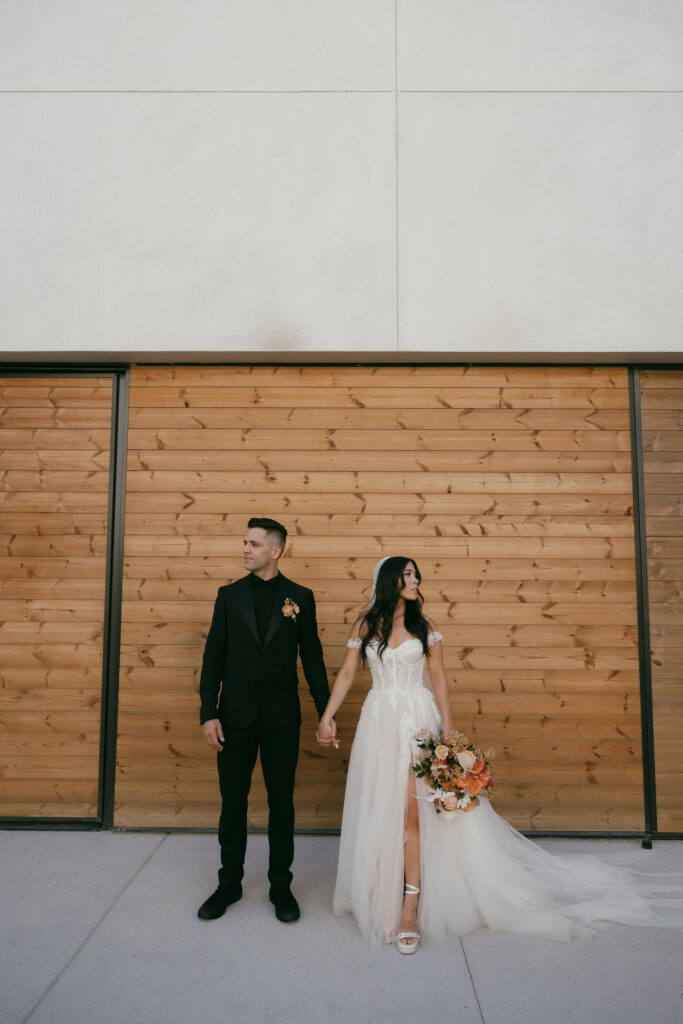 Bride and groom portraits from an intimate Las Vegas micro wedding at UnCommon