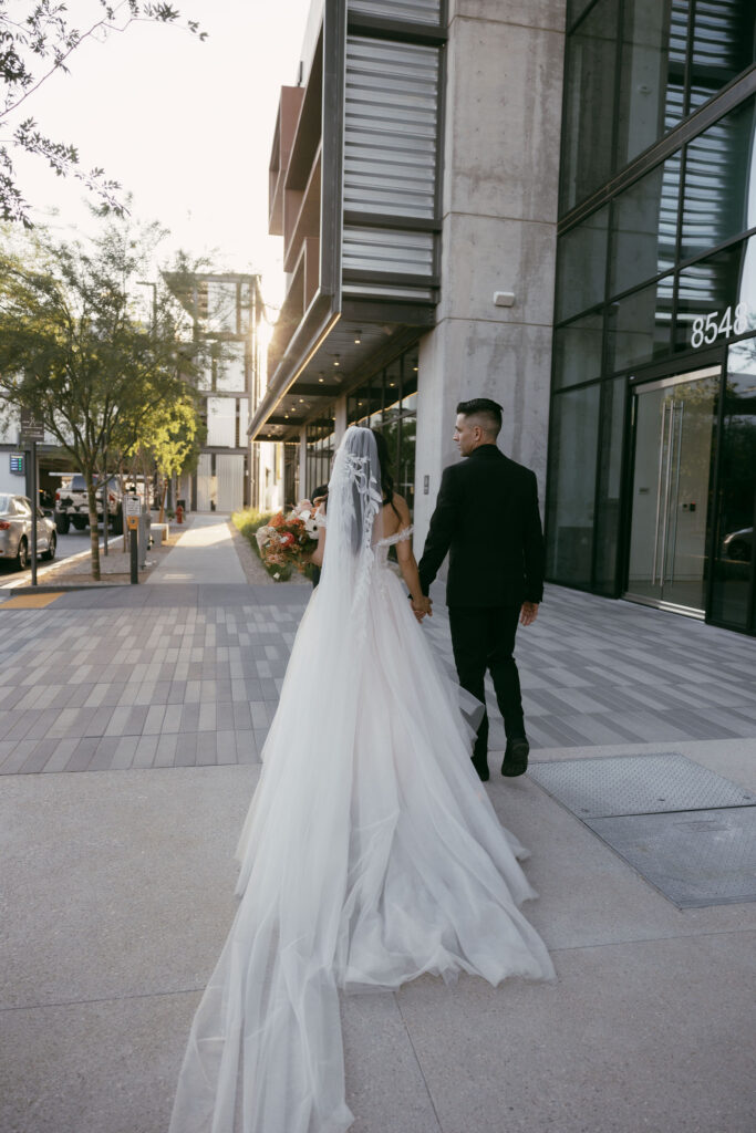 Bride and groom portraits from an intimate Las Vegas micro wedding at UnCommon