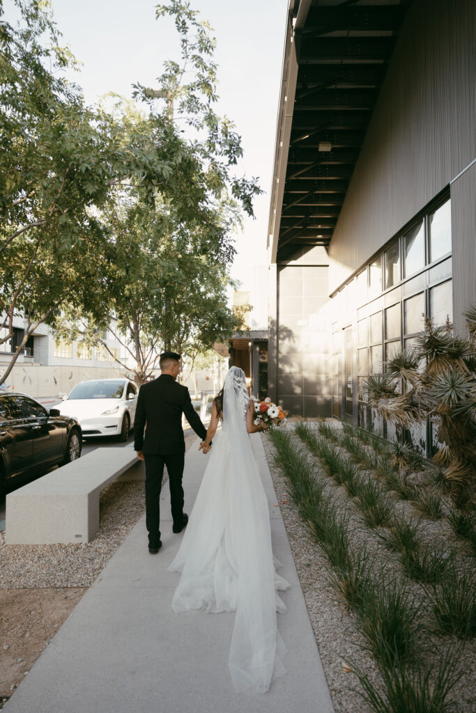 Bride and groom portraits from an intimate Las Vegas micro wedding at UnCommon