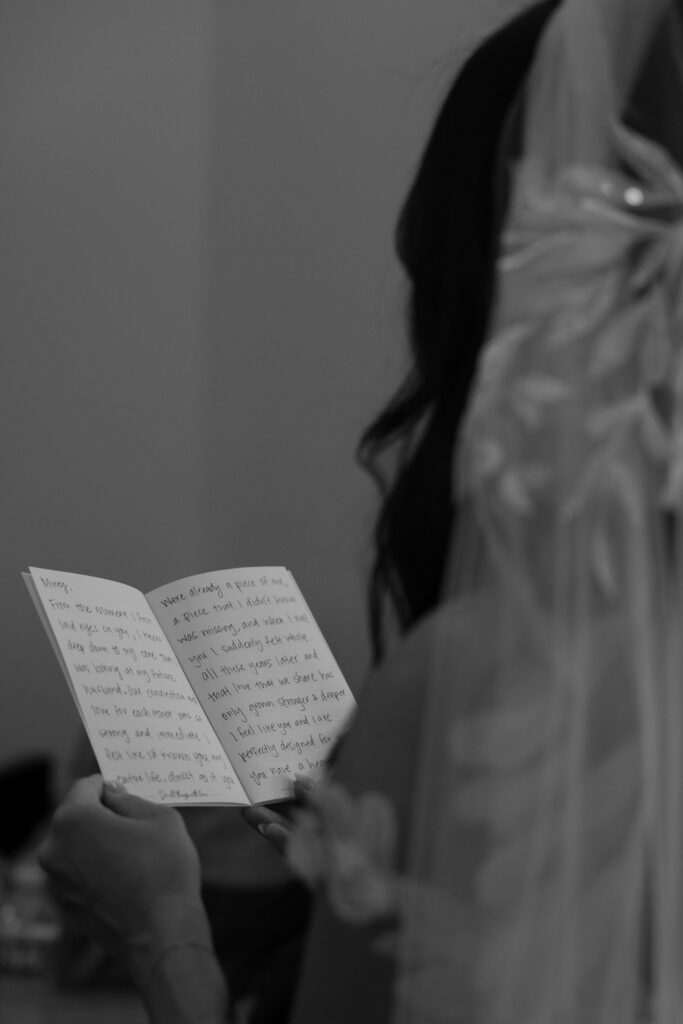 Bride reading her vows