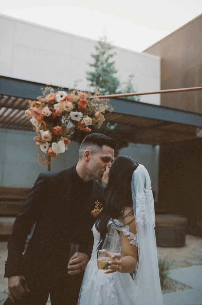 Bride and groom portraits on 35mm film