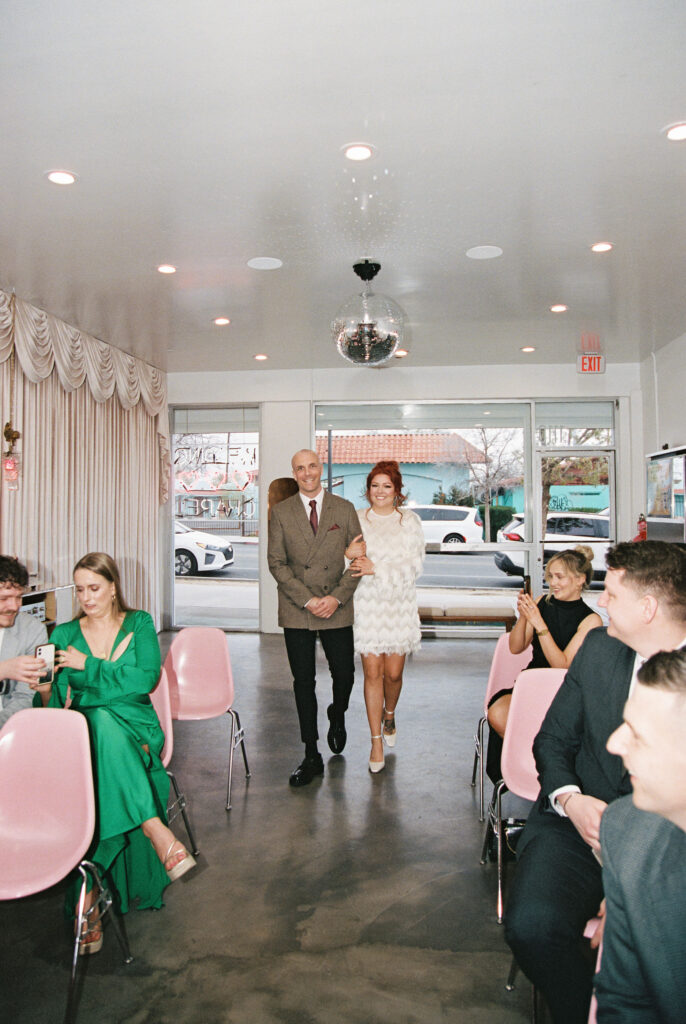 Elopement in Las Vegas at Sure Thing Chapel captured on 35mm film