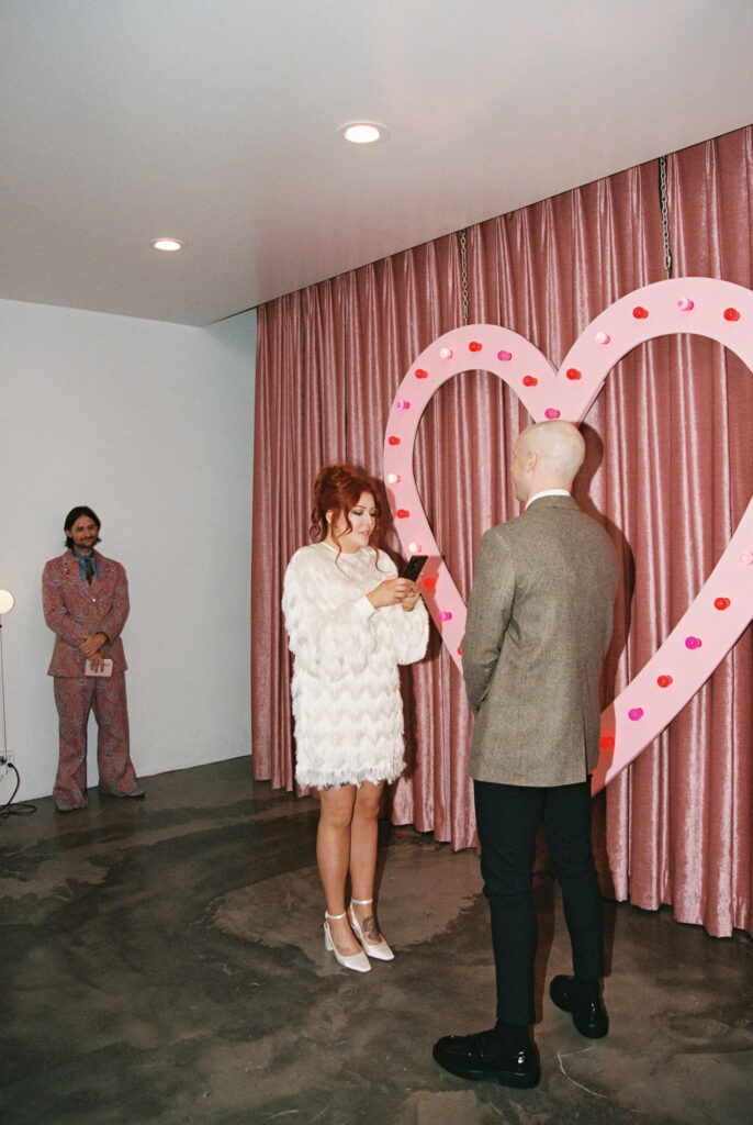 Elopement in Las Vegas at Sure Thing Chapel captured on 35mm film