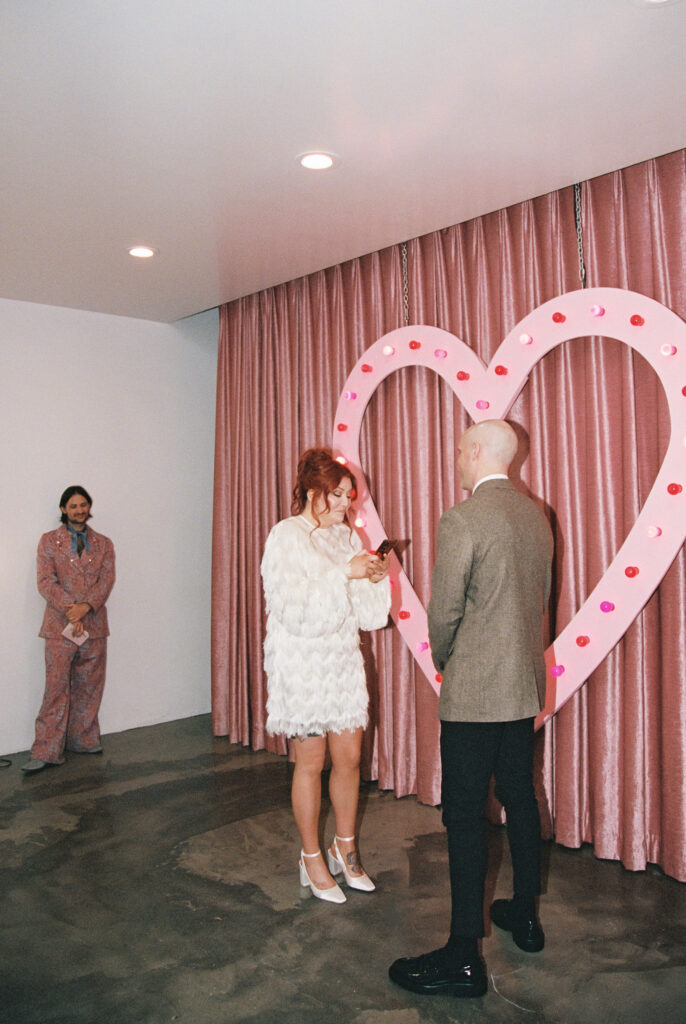 Elopement in Las Vegas at Sure Thing Chapel captured on 35mm film