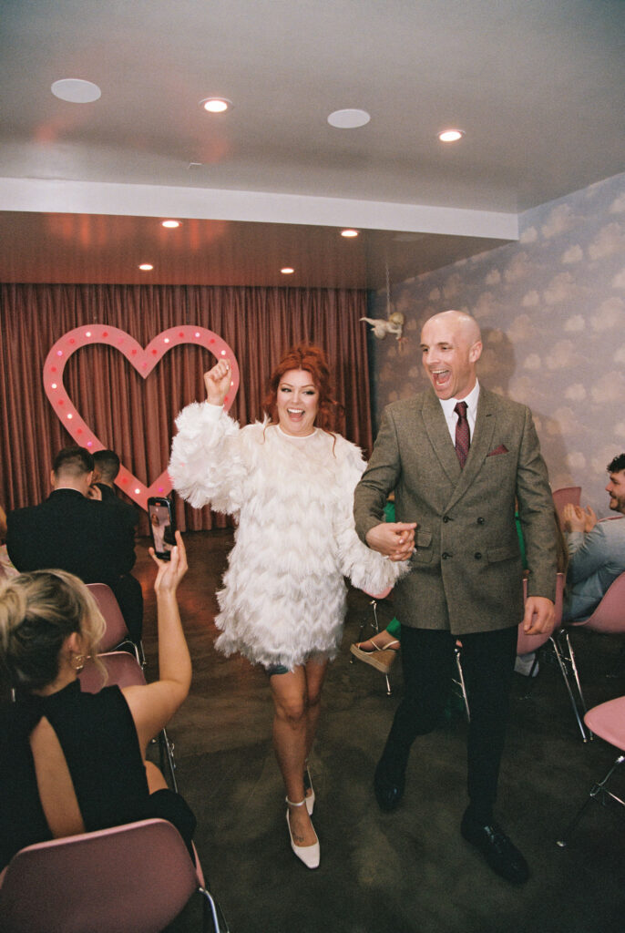 Elopement in Las Vegas at Sure Thing Chapel captured on 35mm film