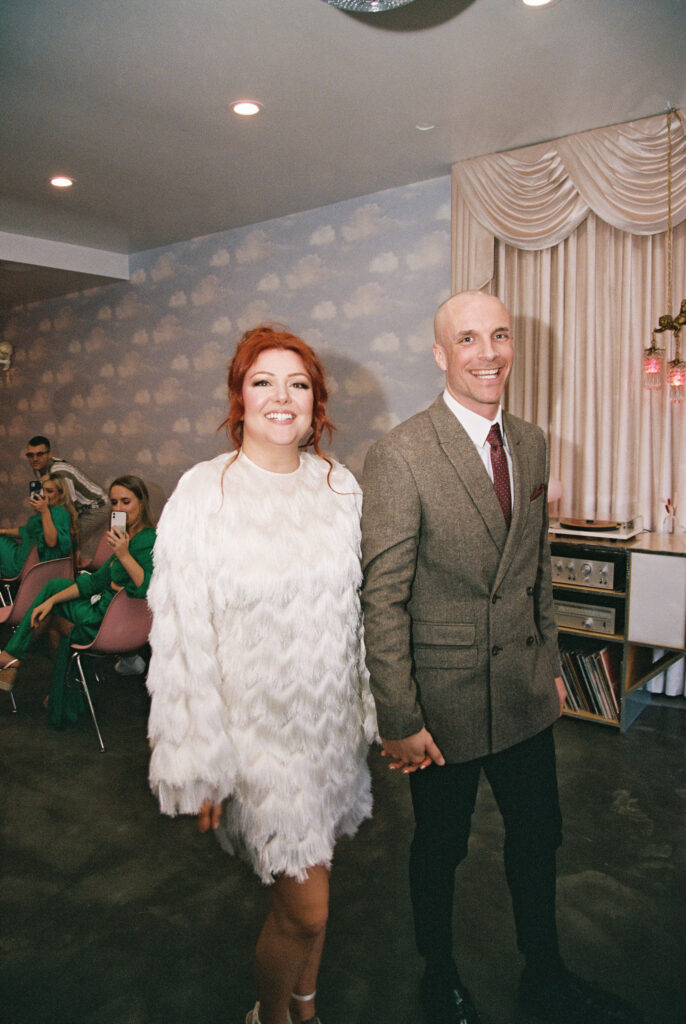 Elopement in Las Vegas at Sure Thing Chapel captured on 35mm film