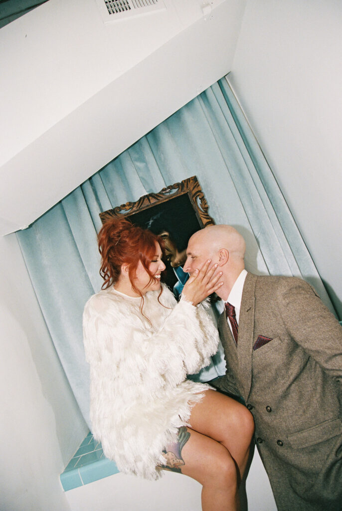 Elopement in Las Vegas at Sure Thing Chapel captured on 35mm film