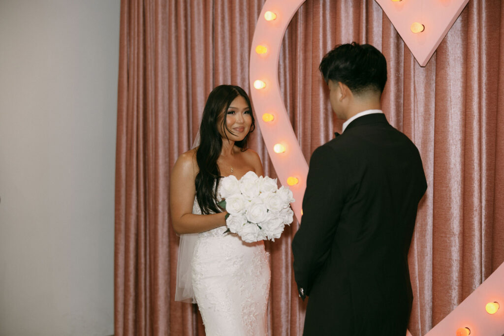 Bride and grooms intimate Sure Thing Chapel ceremony in Las Vegas.