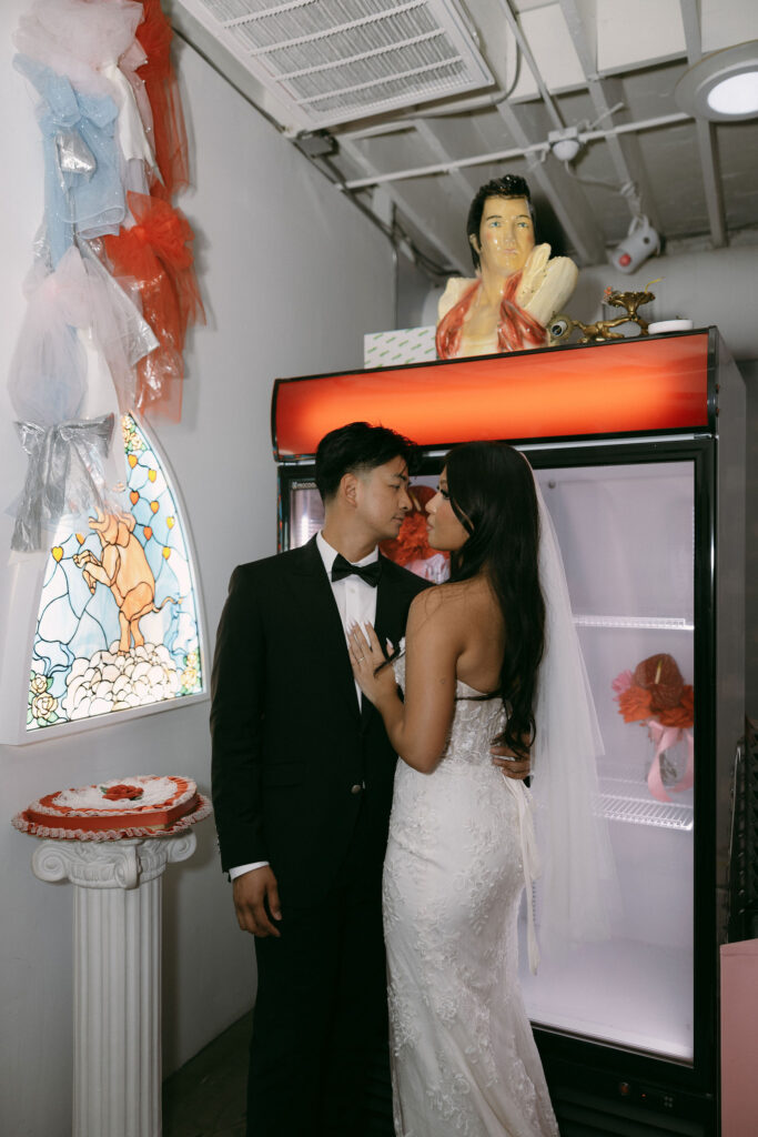 Bride and grooms photos at Sure Thing Chapel in Las Vegas. 