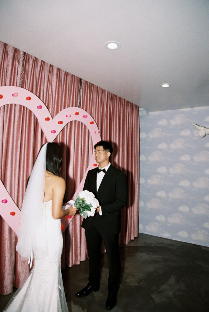 Film photos of a bride and grooms intimate ceremony at Sure Thing Chapel