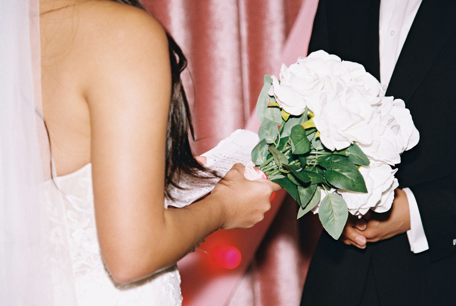 Film photos of a bride and grooms intimate ceremony at Sure Thing Chapel