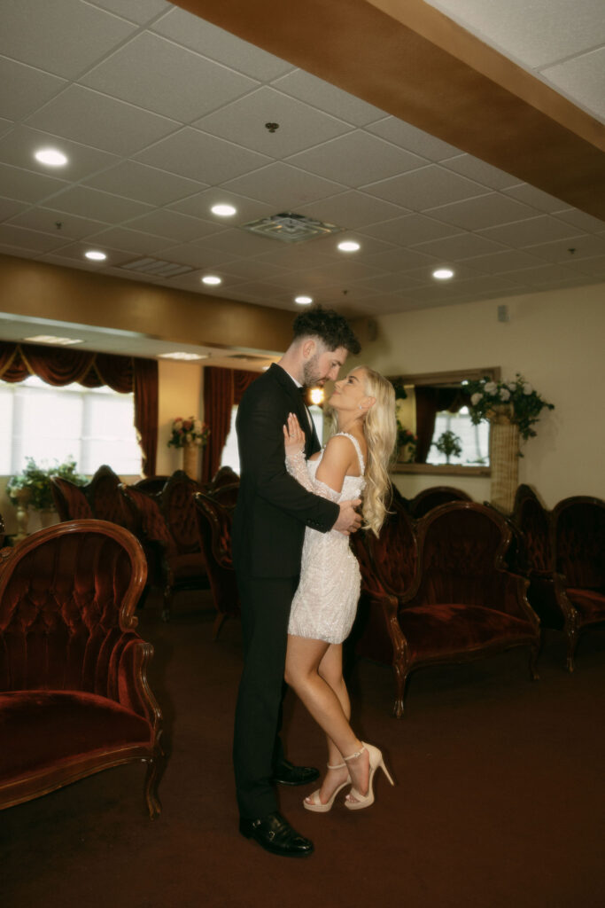 Bride and groom portraits at The Little White Chapel