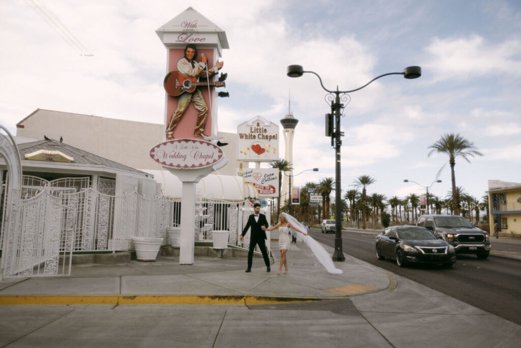 Bride and groom portraits at The Little White Chapel