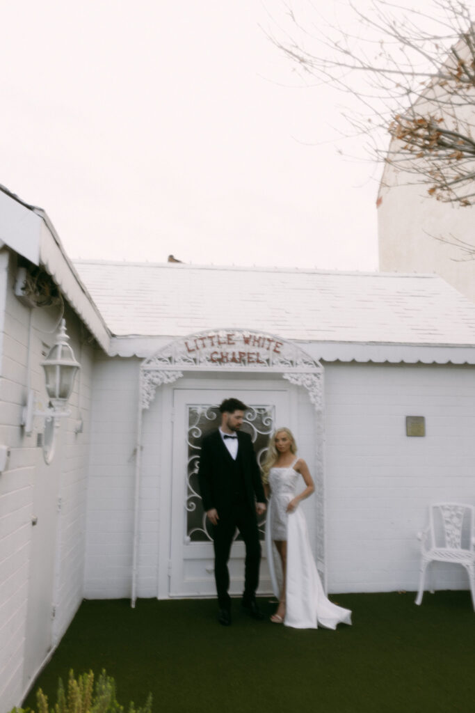 Bride and groom portraits at The Little White Chapel