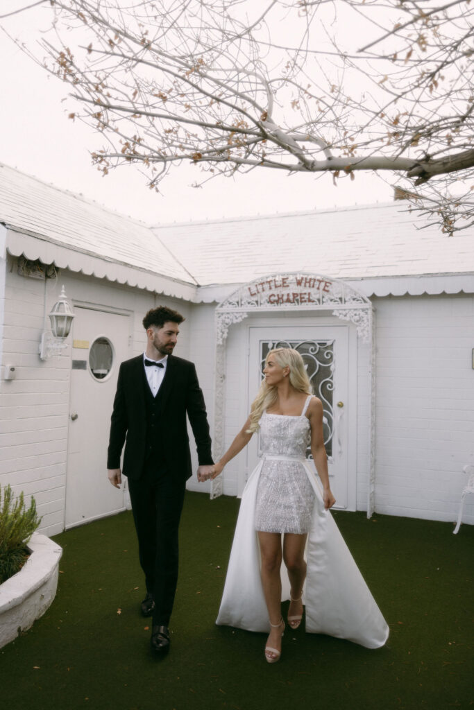 Bride and groom portraits at The Little White Chapel