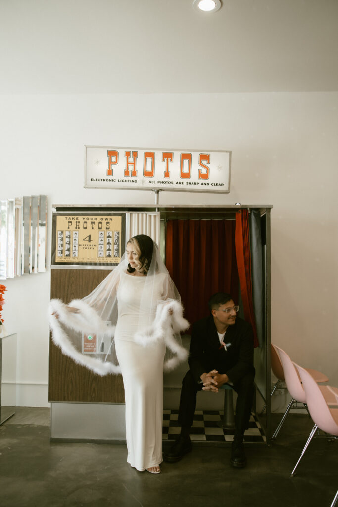 Editorial Las Vegas elopement photos in a photo booth