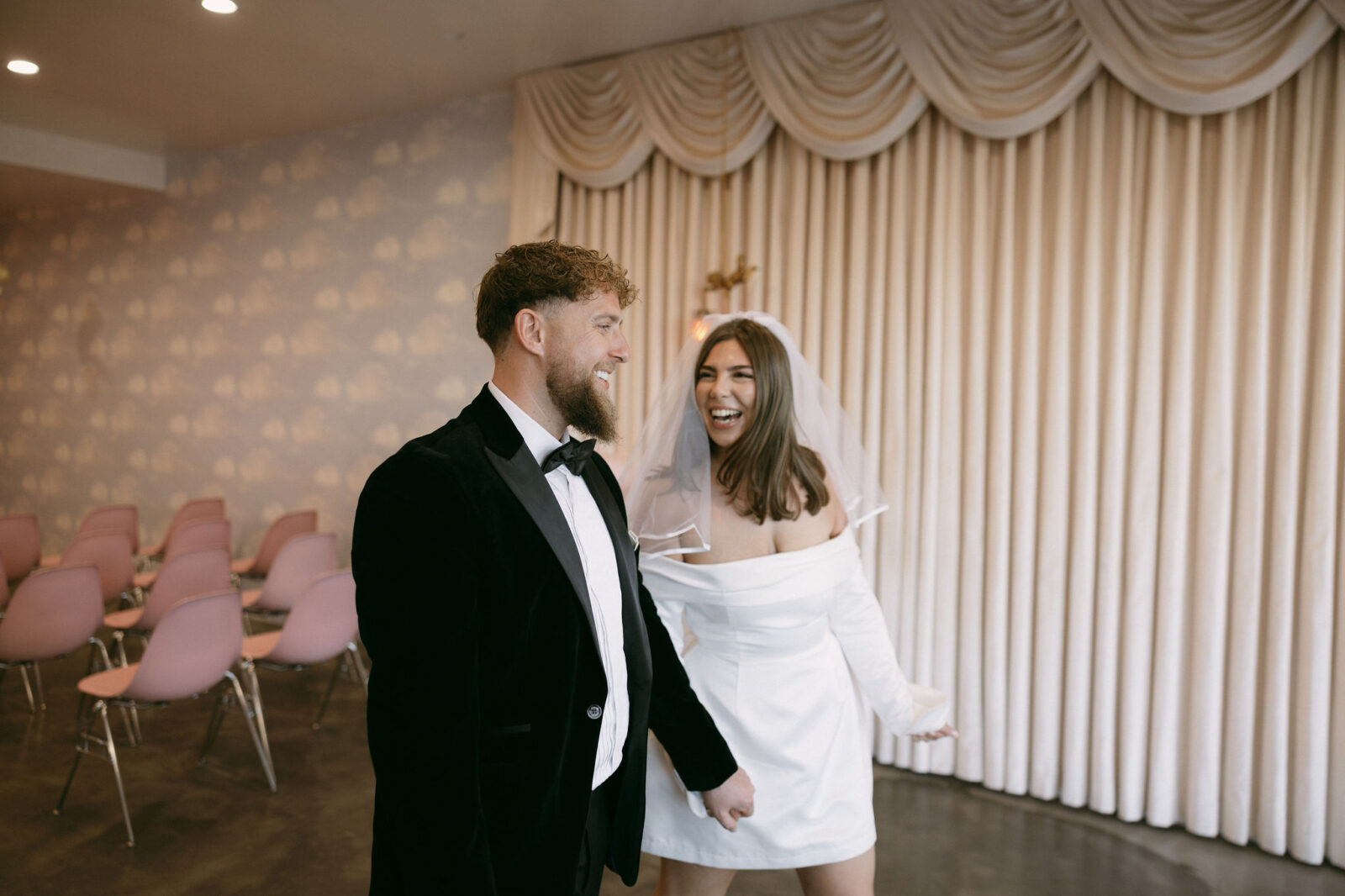 Bride and groom smiling after their Sure Thing Chapel Las Vegas elopement ceremony