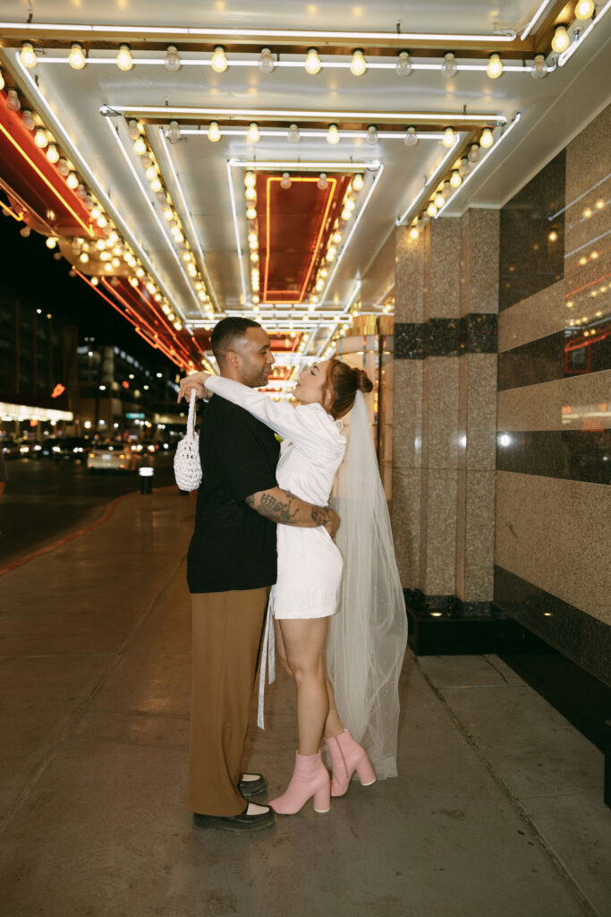 Bride and grooms downtown Las Vegas wedding portraits