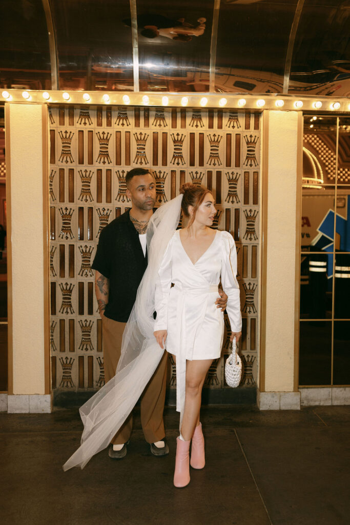 Bride and grooms downtown Las Vegas elopement portraits 