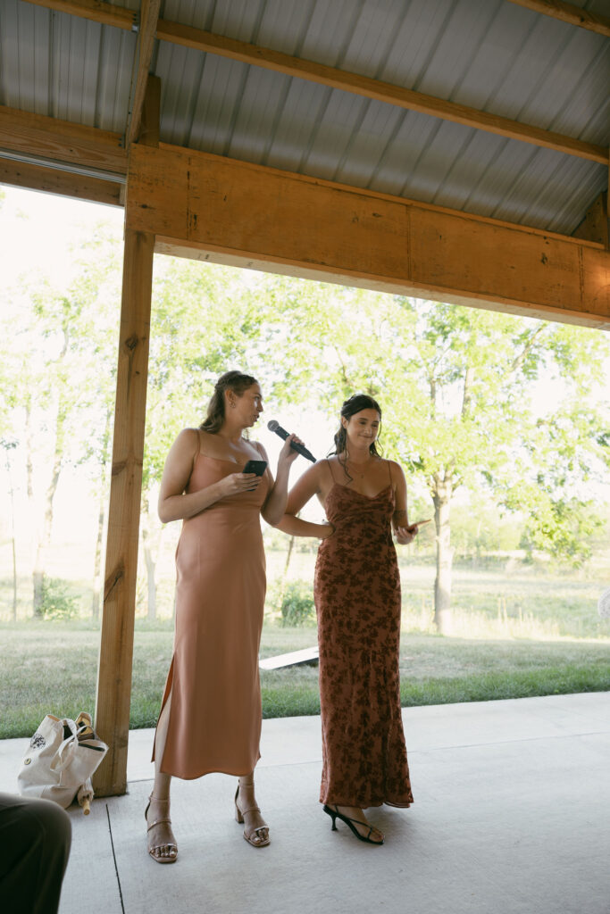 Wedding guests giving speeches