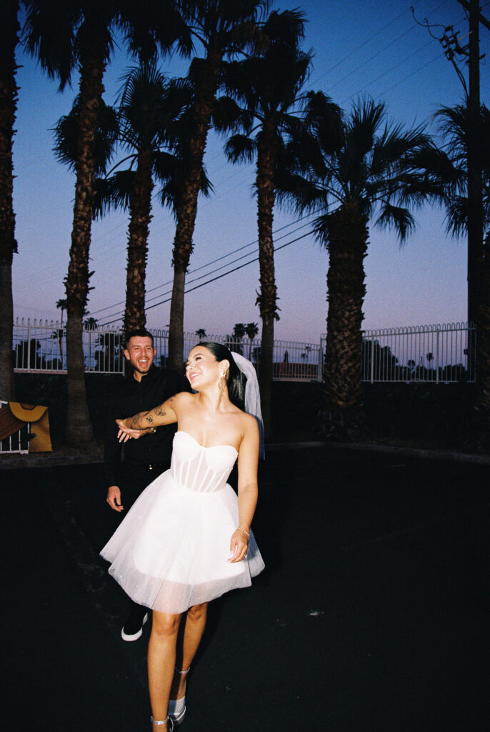 Film photo of a bride and groom