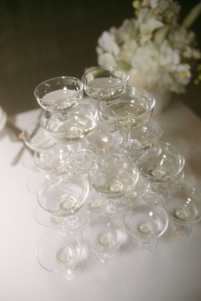 Champagne tower from a Las Vegas wedding reception