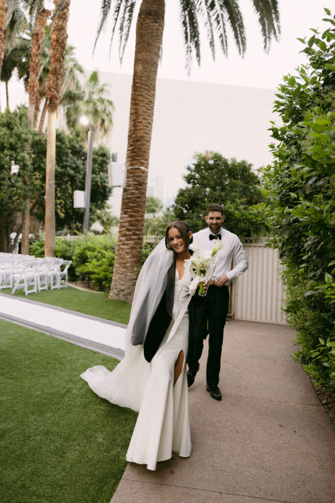 Bride and grooms portraits after their Las Vegas wedding ceremony