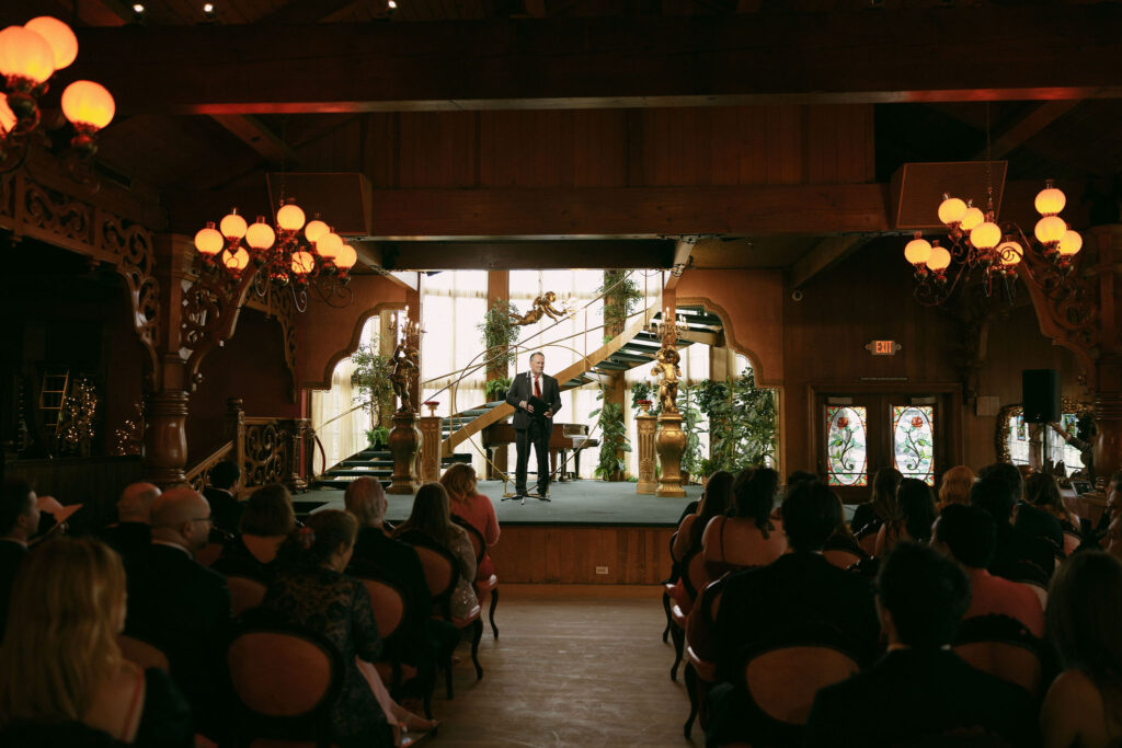 A Madonna Inn wedding ceremony on The Main Dance Floor