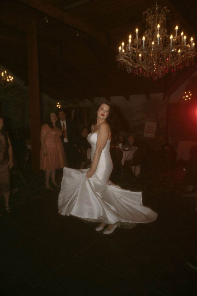 Bride dancing during the wedding reception