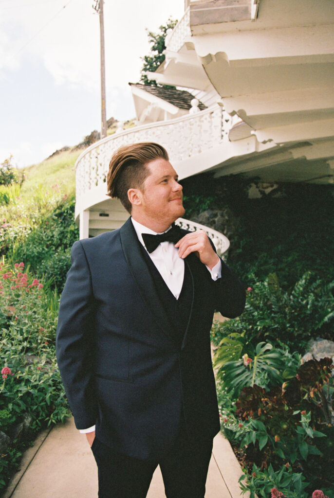 Outdoor grooms portraits on film