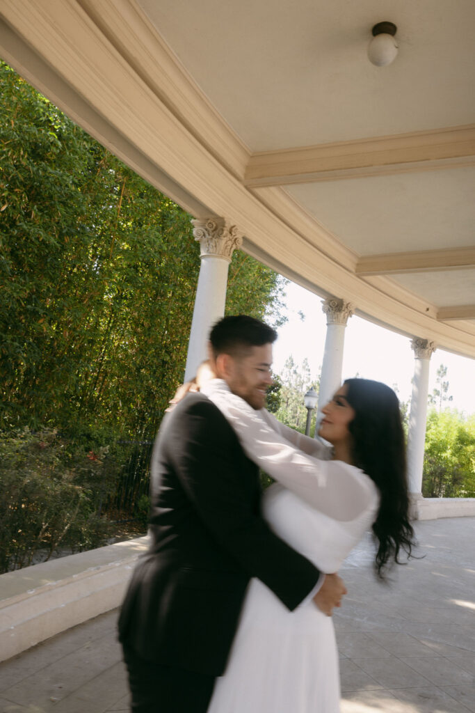 Blurry engagement photos in California