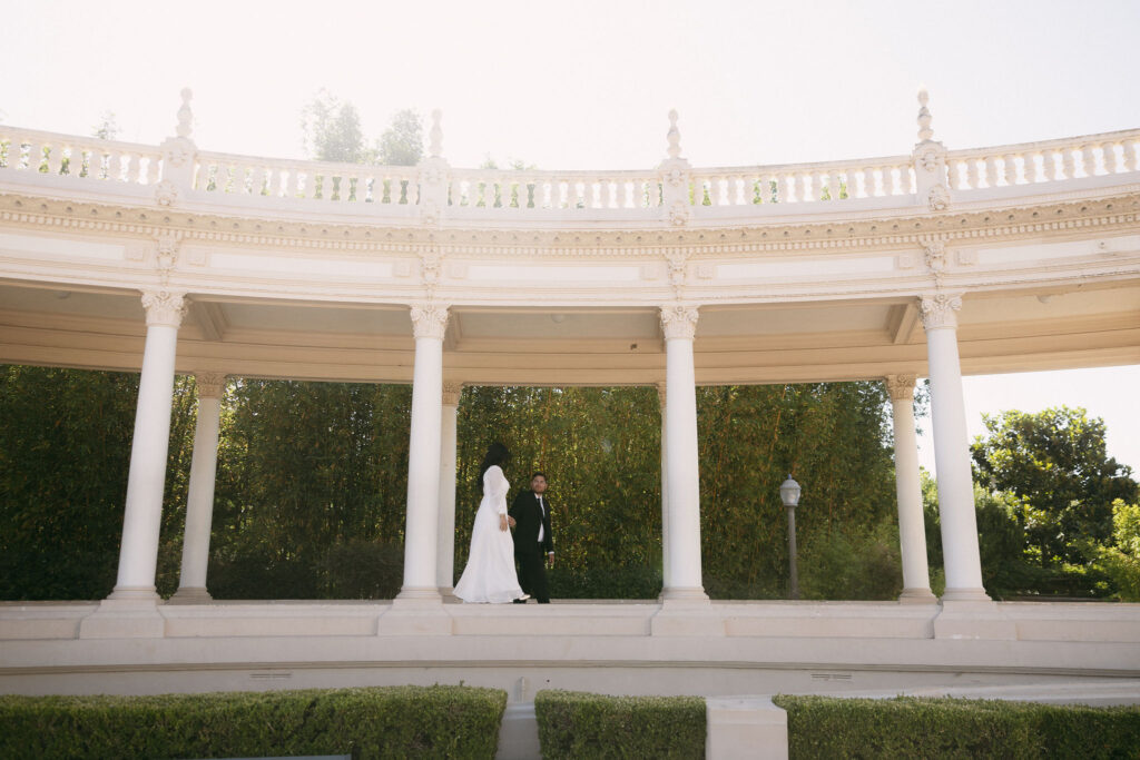 Couples Balboa Park engagement photos at Speckles Organ Pavilion