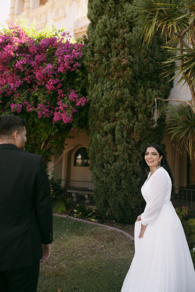 Man and woman walking at Balboa Park