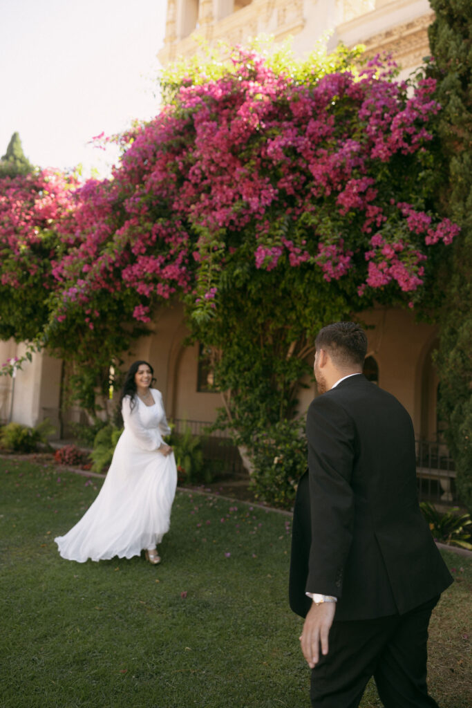 Playful engagement photos at Balboa Park