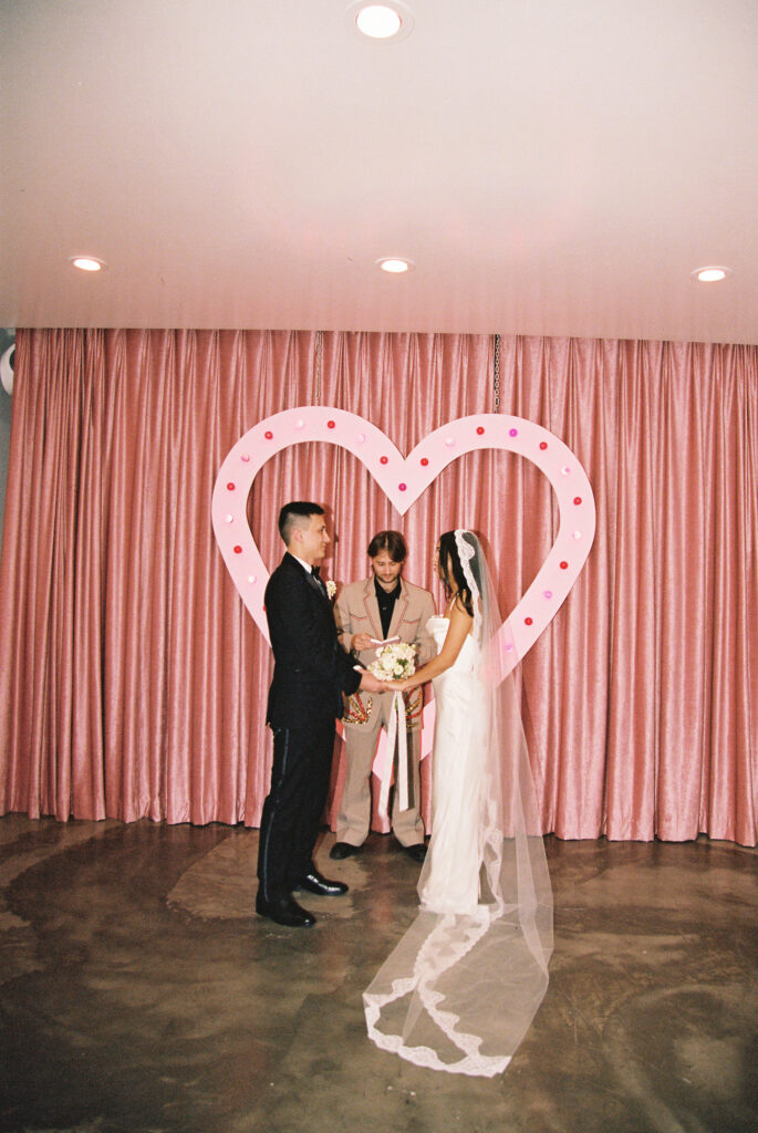 Film photo of a Sure Thing Chapel elopement ceremony in Las Vegas