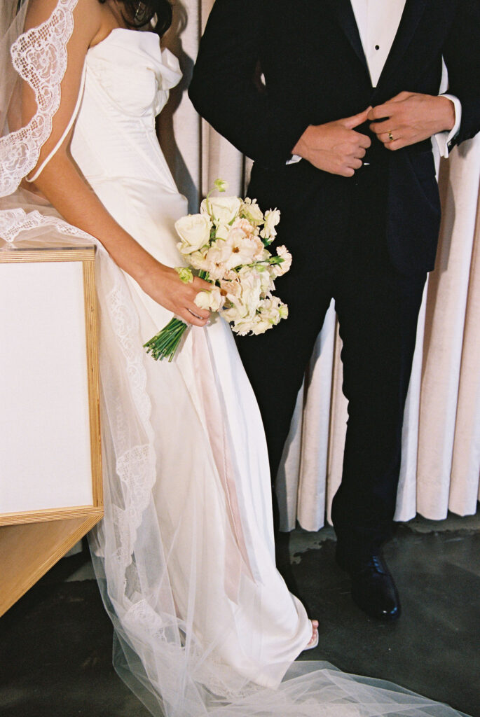 Film photo of a bride and groom at Sure Thing Chapel in Las Vegas