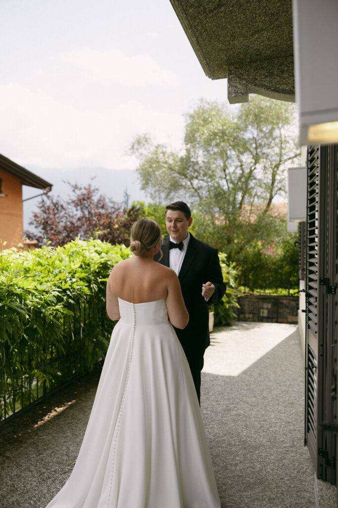 Bride and groom after sharing an emotional first look