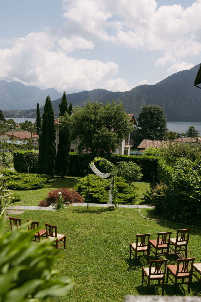 An outdoor Lake Como wedding ceremony