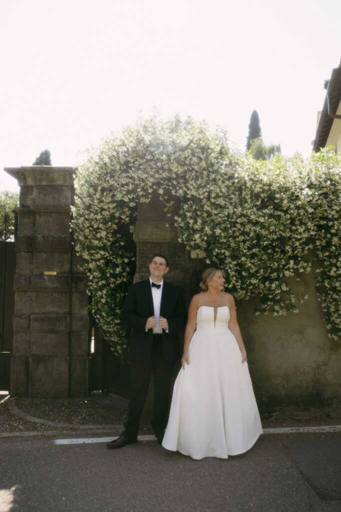 Bride and grooms editorial Lake Como elopement portraits