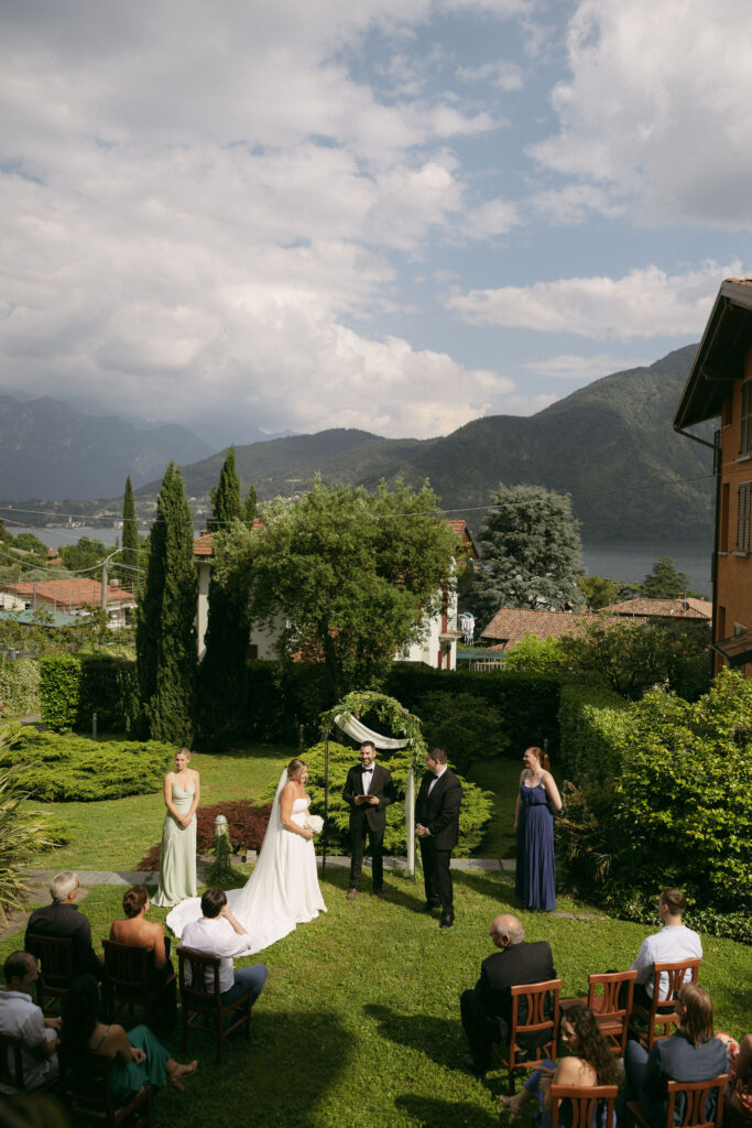 An intimate outdoor Lake Como elopement ceremony